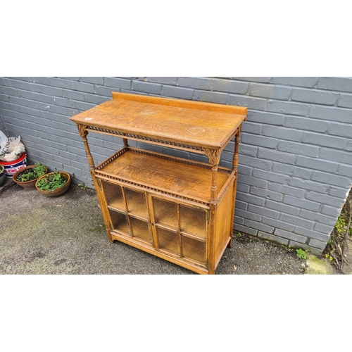 462 - Antique Tiger Oak Display Cabinet 90cm W 103cm T 40cm D