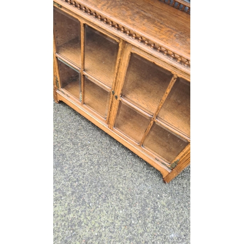 462 - Antique Tiger Oak Display Cabinet 90cm W 103cm T 40cm D