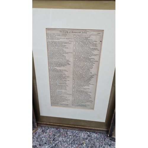 569 - Series of 3 Framed Pages from Antiquarian Shakespeare Books