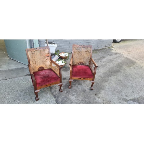 457 - Pair of Cane/Bergere Back Armchairs