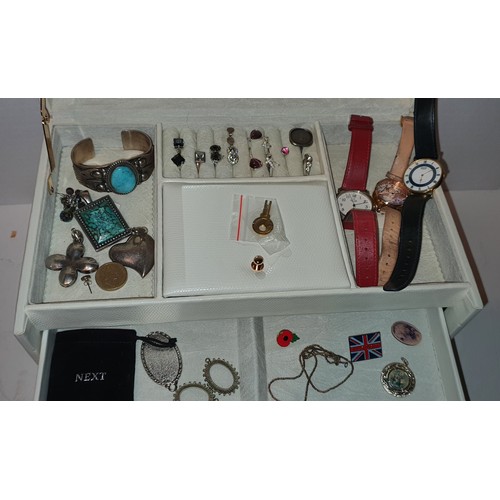 92A - Jewellery case containing a qty of unsorted house clearance Jewellery including Watches, Rings, Earr... 