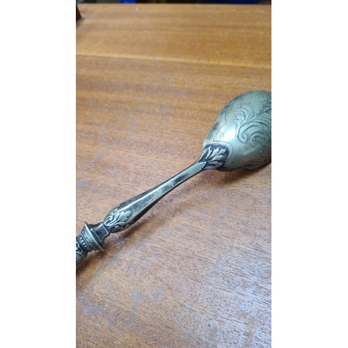 362 - Amethyst Handled White Metal Spoon