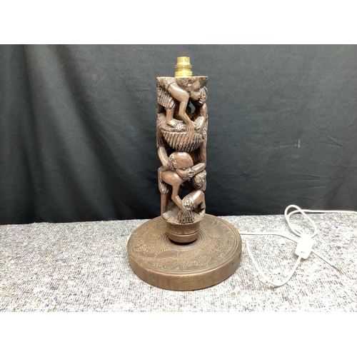 230 - African Vintage Tree of Life Carving Later Converted to a Lamp