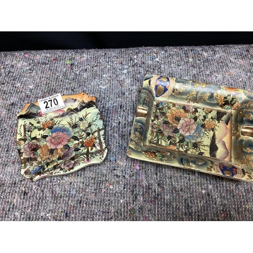 270 - Pair of Gold Plated Chinese Porcelain Ash Trays