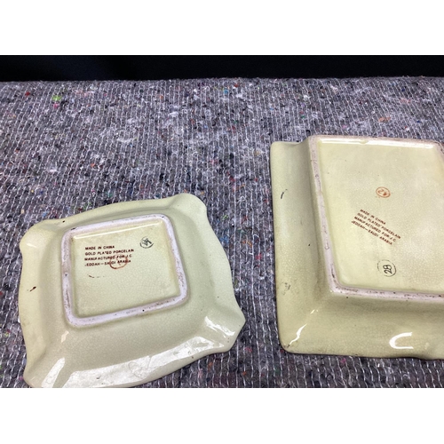 270 - Pair of Gold Plated Chinese Porcelain Ash Trays