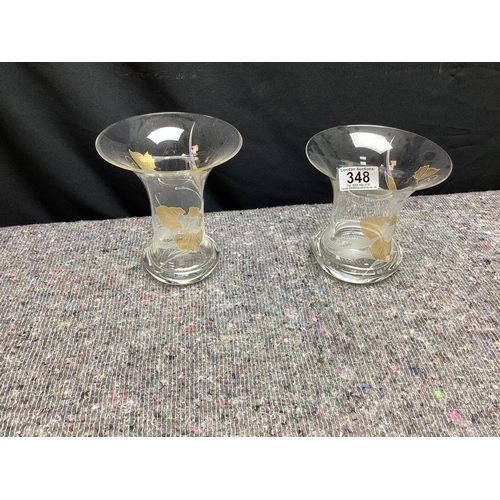 348 - 2 Matching Vintage Hutschenreuther Glass Vases