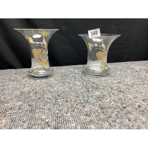 348 - 2 Matching Vintage Hutschenreuther Glass Vases