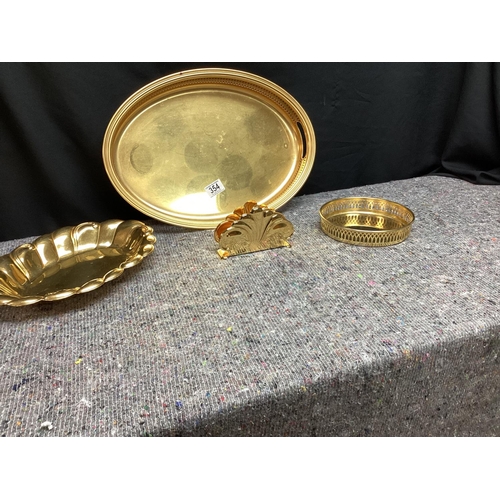 354 - Various Gold Plated Trays, Dishes etc