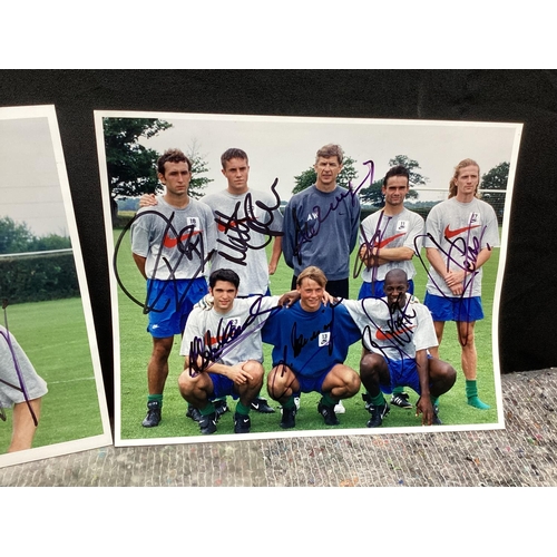 361 - 2 Genuine Signed Arsenal FC Photographs to Include Wenger, Bergkamp and many others