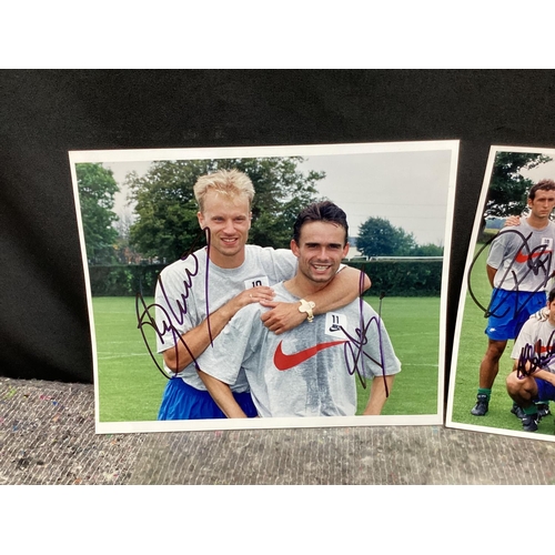 361 - 2 Genuine Signed Arsenal FC Photographs to Include Wenger, Bergkamp and many others