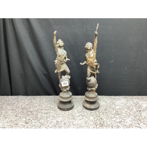 562 - Pair of 40cm Spelter Figurines