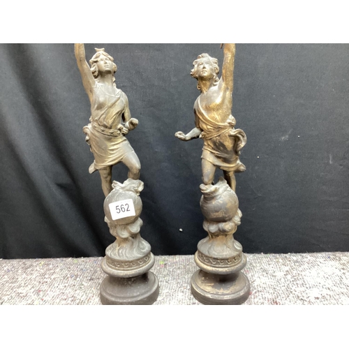 562 - Pair of 40cm Spelter Figurines