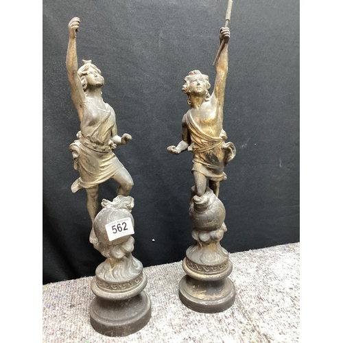 562 - Pair of 40cm Spelter Figurines