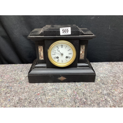 569 - 19th Century Slate Mantle Clock