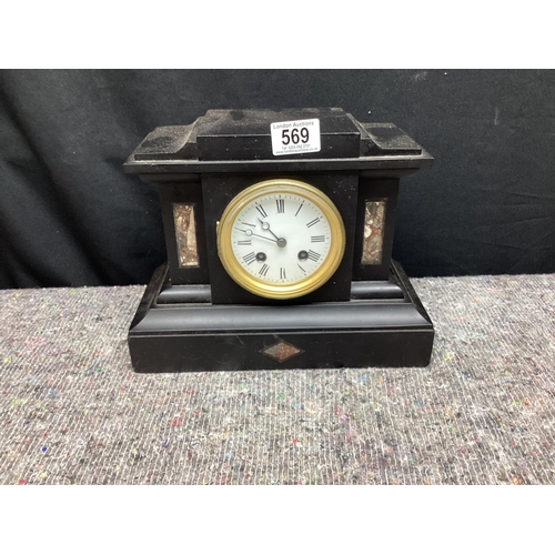 569 - 19th Century Slate Mantle Clock