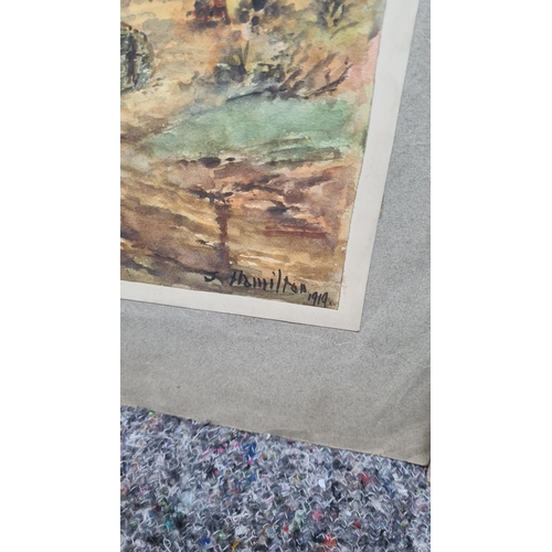 108 - Pair of Watercolors 1919 Signed J Hamilton