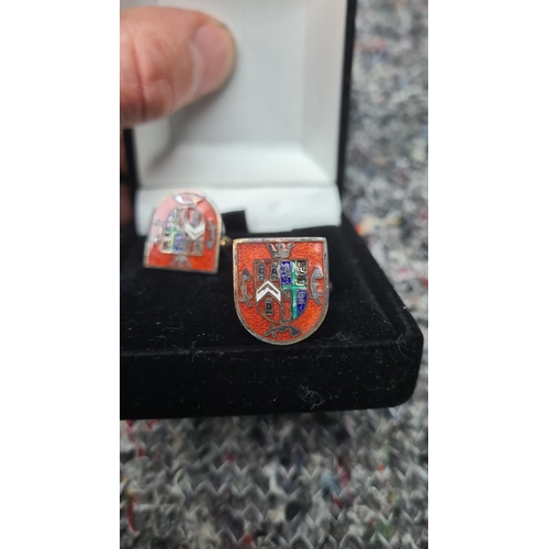 148 - Pair of Enamelled Hallmarked Silver Cufflinks