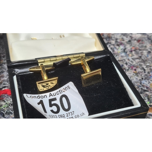 150 - Aristocrat Gents Cigarette Box Containing Cufflinks etc Plus 2 other boxes with cufflinks, tie clips... 