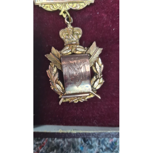 93 - RAOB Masonic 9ct Gold Medal-1930s-Presented to JW Miers-Doncaster (Gross Weight-24g) in Original Cas... 