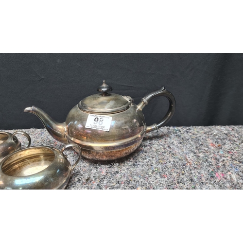 98 - Silver Plated Teapot with accompanying Milk & Sugar