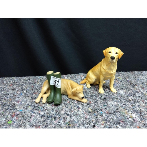 41 - 2 Golden Retriever Figurines-One being Ferrera Roche