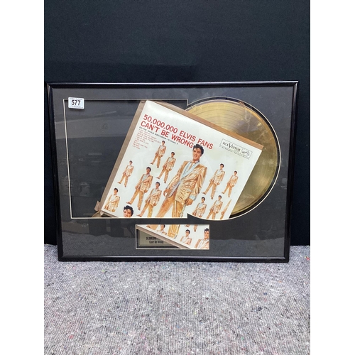 577 - Elvis Presley-Ltd Edition Gold Plated Record Framed