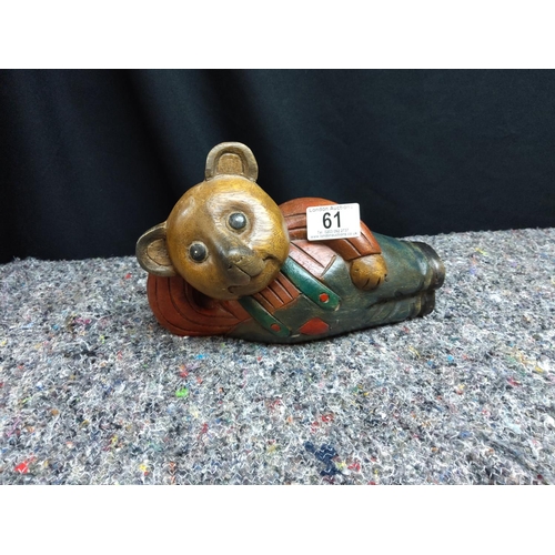 61 - Carved Wooden Teddy Bear