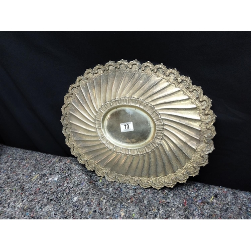 73 - Unusual Silver Plated Dish (45cm x 35cm)