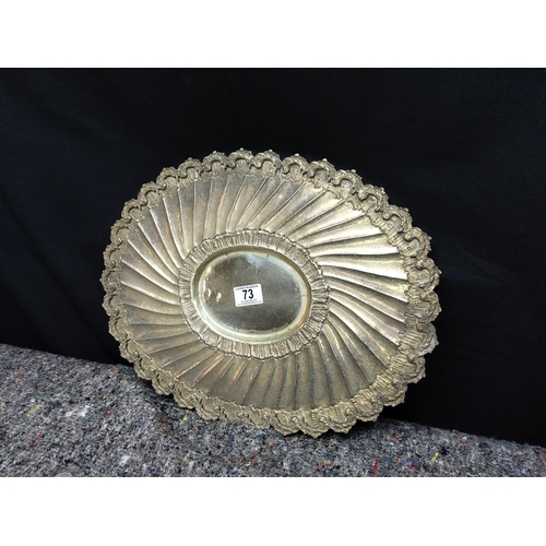 73 - Unusual Silver Plated Dish (45cm x 35cm)