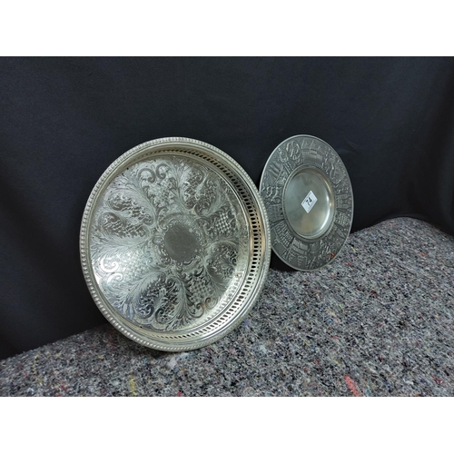 74 - German ASN Pewter Plate and a Silver Plated Tray