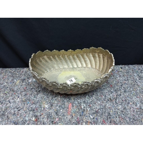 78 - Unusual Silver Plated Bowl 31cm x 20cm