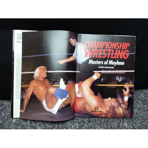 88 - Championship Wrestling-Masters of Mayhem Book plus a good Collection of 1990s Vintage Wrestling Figu... 