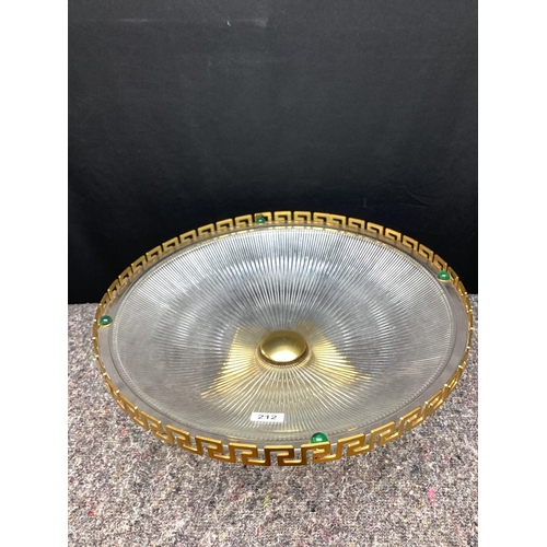 212 - Italian Gold Tone & Crystal Centrepiece Serving Bowl (50cm)