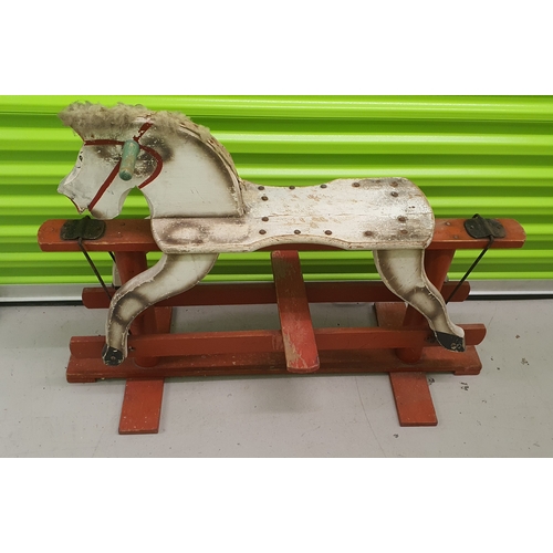 966 - Vintage wooden rocking horse