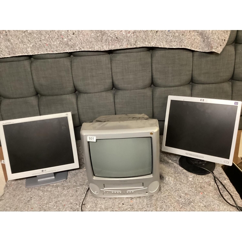 931 - Retro TV/VCR Combi and 2 Computer Monitors