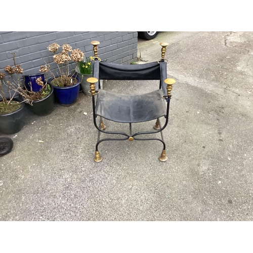 940 - Wrought Iron/Leather Directors Chair