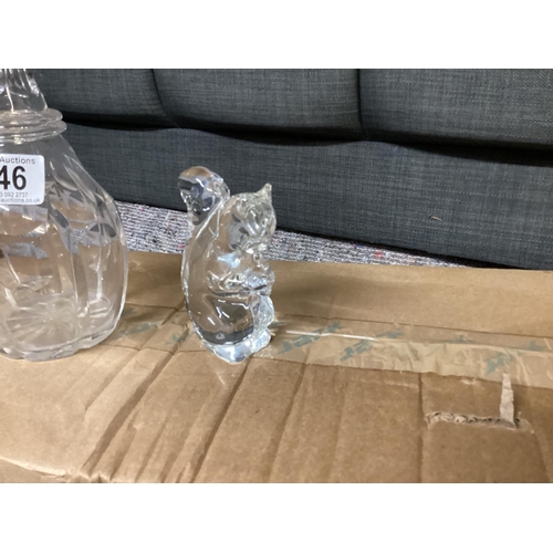 946 - Squirrell Paperweight and Cut Glass Decanter