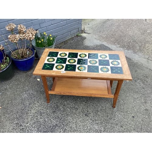 954 - Mid Century Tile Top Teak Coffee Table