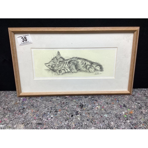 38 - Steve O'Connell-Pencil Sketch of a Cat Framed