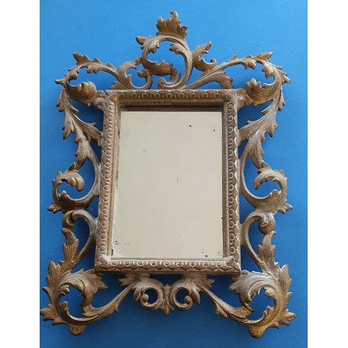 8 - Small vintage ornate brass mirror - 28x20cm