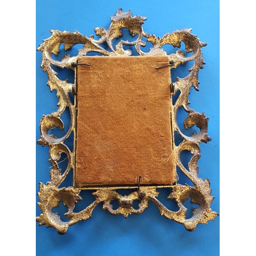 8 - Small vintage ornate brass mirror - 28x20cm