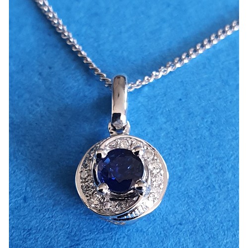 20 - 9k White Gold Necklace and Pendant with 0.07ct stone