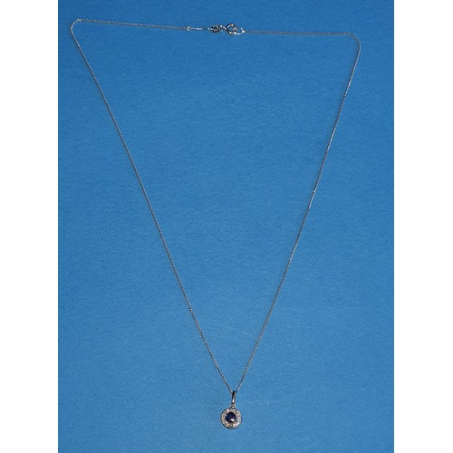 20 - 9k White Gold Necklace and Pendant with 0.07ct stone