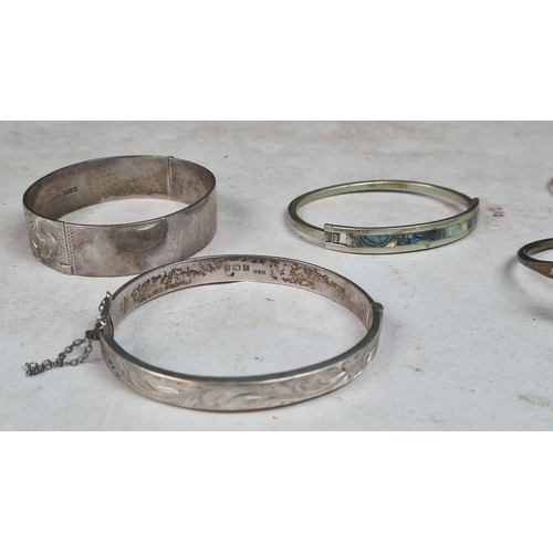 92 - Good Lot of Various Hallmarked Silver Bracelets & Bangles (112G)