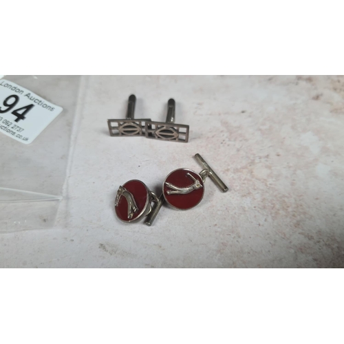 94 - 2 Pairs of Hallmarked Silver Cufflinks (1 Golf Themed)