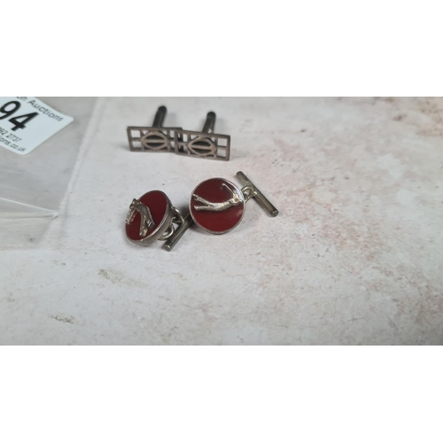 94 - 2 Pairs of Hallmarked Silver Cufflinks (1 Golf Themed)