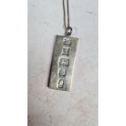 76 - Modern Silver Ingot on a Sterling Silver Chain (36.3g)