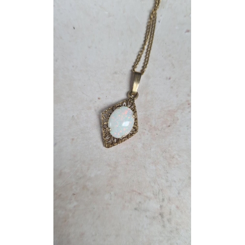 82 - 9ct Gold Chain with Opal Pendant