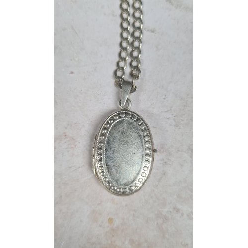 97 - Hallmarked Silver Locket on a Silver Chain (20g)