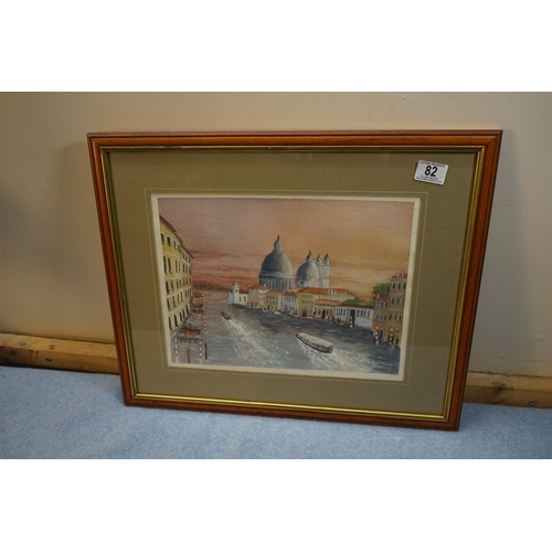 82 - Framed Watercolor of Santa Maria Venice by Pat Bearfield